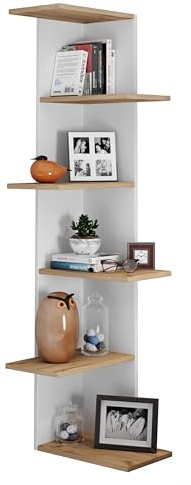 VCM Wandregal 37x37x140 cm 5 Fächer Holzwerkstoff Wohnaccessoires | Schafft offene Ablageflächen für Bücher und Deko - Wohnzimmer oder Flur - für Leseratten und Sammler