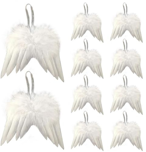 10 Stück Engelsflügel Weiß Engelsflügel Deko Engelsflügel Federn Engel Flügel Anhänger Deko Weiß Federn Weihnachten Angel Wings Anhänger Weihnachtsbaum Deko