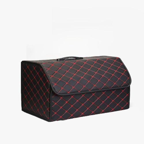 LIYUANMU Faltbare Auto Leder Kofferraum Organizer für Peugeot 107/108/208/208 GTI, Multifunktional Aufbewahrungstasche Organizer Wasserdicht Kofferraumbox Tasche Innere Zubehör,A/Black-red