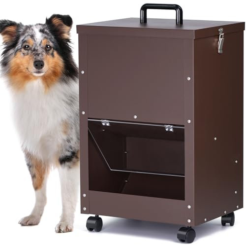 Automatic Dog Feeder For Large Breed 45Lbs, Galvanized Gravity Feeder Automatic Pets Feeder with Wheel, Extra Large Self Feeding Dog Food Dispenser for Medium Dogs