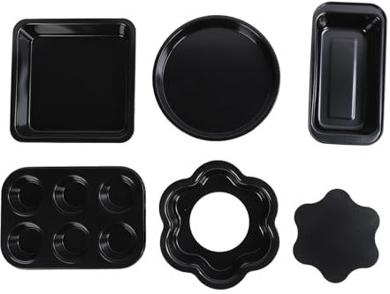 Antihaft Kohlenstoffstahl Backformen, Brotbackform Kuchenform Muffinform mit Teigschaber Backpinsel Messlöffel Set, Hitzebeständige Backform für Backen Pizza Brot Kuchen Toast Cup (Black)