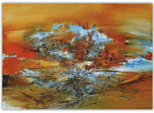 HKAHF AJWUQ Zao WOU-Ki Frühling Ausstellung Poster Zao WOU-Ki Wandkunst Zao WOU-Ki Leinwand Malerei Kunst Akademie Drucke Für Wohnzimmer Dekor Bild 60x90cm Kein Rahmen