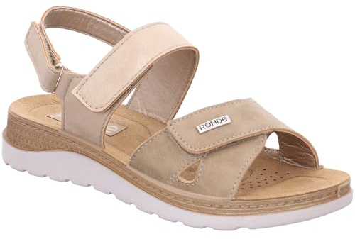 Rohde Damen Sandale gepolsterte Lederdecksohle Klettverschluss Baviera 1307, Größe:39 EU, Farbe:Beige