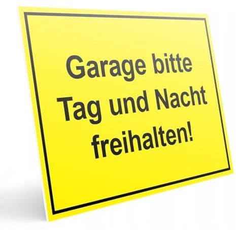 PRINTIMA Garage Bitte Freihalten Schild, Tag Und Nacht, PVC, 32x21cm oder 40x30cm, Warnschild (Gelb, 40x30 cm)