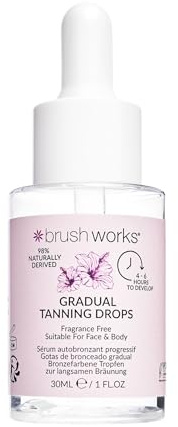 Brushworks Gradual Tanning Drops 30ml – Customisable Self Tanner with Fast Absorbing, Hydrating Formula, Vegan & Fragrance Free