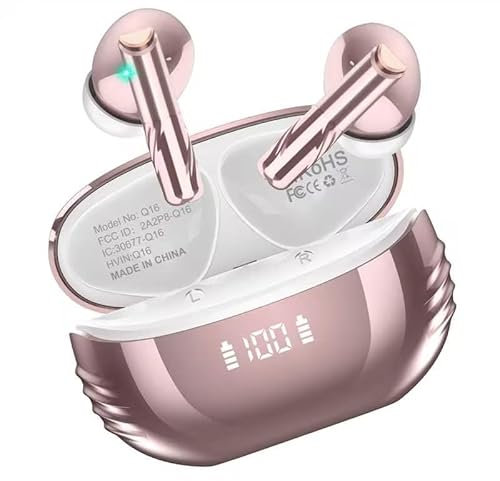 Conyat Bluetooth Kopfhörer, Kopfhörer Kabellos Bluetooth 5.4 mit HD Mikrofon, ENC Call Noise Cancelling Wireless Kopfhörer, 48H Tiefer Bass In Ear Kopfhörer, IP7 Wasserdicht Ohrhörer, Roségold