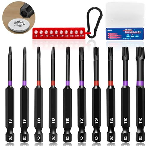 KASAFE 10Pcs 75mm Torx Screwdriver Bit Sets,Magnetic Impact Security Star Bits Set with T8 T9 T10 T15 T20 T25 T30 T40