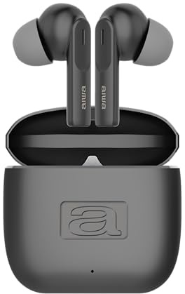 Aiwa EBTW-200 Kabellose Stereo-Kopfhörer, ENC TWS, Silikonpolster mit Satin-Finish, Metallgehäuse aus Legierung und USB-C-Ladung