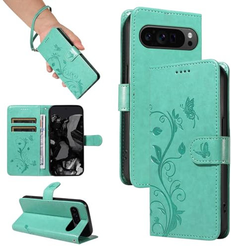 SRISHP Cover per Google Pixel 9 PRO XL, Magnetica Cover a Libro con Slot per Schede, Custodia in PU Pelle Portafoglio per Google Pixel 9 PRO XL, Verde