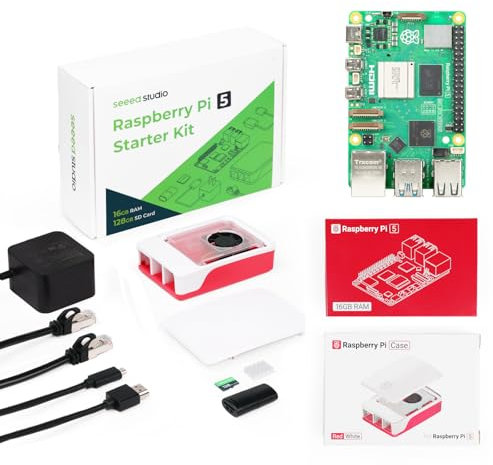 Raspberry Pi 5 Starter Kit - 16GB RAM，128GB Micro SD Card pre-Loaded with 64-bit Raspberry Pi OS
