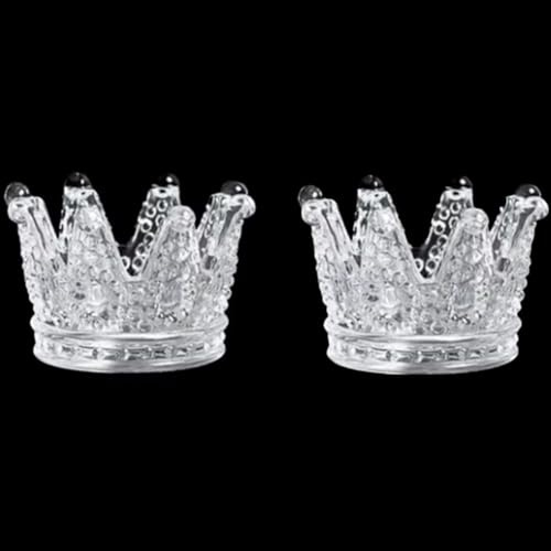 Teelichthalter, Glaskrone, Kerzenhalter, Kristallglas, Schmuck-Ringhalter, für Hochzeiten, Partys, Heimdekoration (2 Stück, Stil 2)