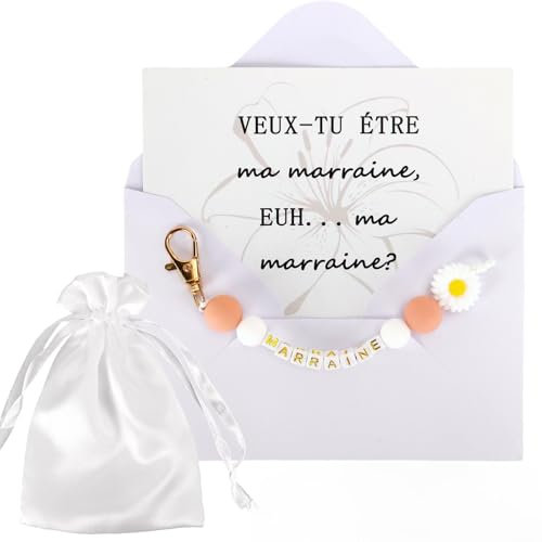 Zidoley Cadeau Marraine Porte-Clés Veux Tu Être Ma Marraine Demande Meilleure Annonce Demande de Marraine Cadeau Personnalisé pour Baptême Communion Parrain Anniversaire Noël