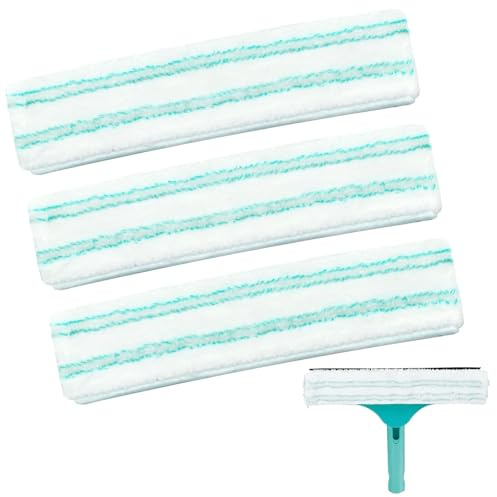 3 Stück Wischmopp Bezug Window & Frame Cleaner l | Wischlappen Boden für Streifenfreie Fensterreinigung Kompatibel mit Leifheit Fensterwischer und Fensterabzieher 33x6,5 cm