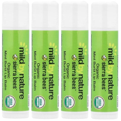 Sierra Bees™, Organic Lip Balms, Mint Burst, 4 Pack, 0.15 oz (4.25 g) Each, Mild By Nature