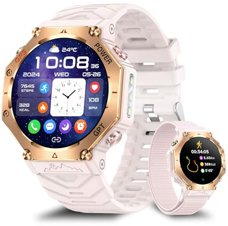 GPS Smartwatch Herren, 2026 Militär Smartwatch Sportuhr, 1.39'' Fitnessuhr Smart Watch für Android und ios, 3ATM wasserdichte Fitness Tracker mit Telefonfunktion//Herzfrequenz/Schlaf/AI (Casual)