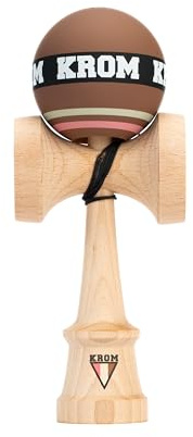 KROM Kendama STROGO Neapolitan Chocolate – Wooden Kendama für Anfänger & Fortgeschrittene – Kugel Spiel Geschicklichkeit für Indoor & Outdoor – Wooden Toy mit Schnur und Kugel