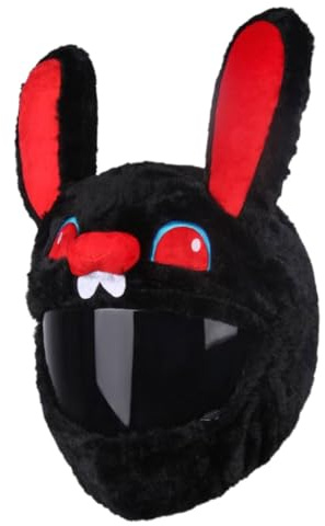 Huba Schwarzes Kaninchen Motorradhelm Abdeckung, Cartoon Tier Plüsch Motorradhelm Abdeckung, Für Das Tägliche Reiten, Spaß Und Fröhliches Design