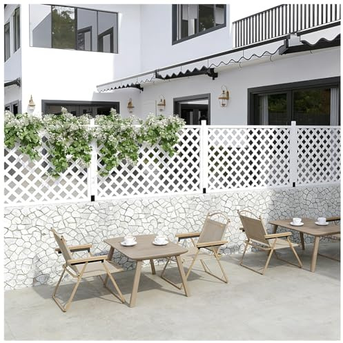Brise-vue En Treillage Blanc – Clôture Décorative Extérieure En WPC Pour Terrasse, Balcon, Jardin Et Cour Arrière – Séparateur Autoportant Et Treillage Pour Plantes Grimpantes(45x120cm/17.7x47.2)