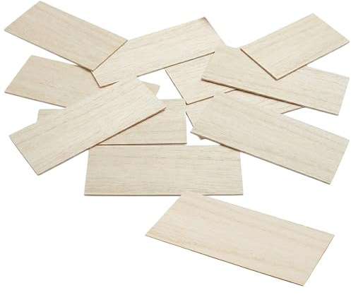 12 Pcs Thin Paulownia Plywood Sheets (200x100x1mm) – Unfinished Craft Wood Boards for Scale Modelling, DIY Crafts, Laser Cutting & Engraving