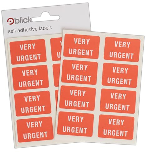 Blick Labels, Shipping, Self Adhesive Stickers, Very Urgent, 24mm x 35mm, 56 Labels, for Home, Office, Family, School, Letters