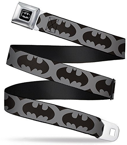 Buckle-Down Herren Batman Sicherheitsgurt, Silber, Schwarz, Größe XL, 5 Gürtel, Mehrfarbig, 1.5 Wide-32-52 Inches in Length