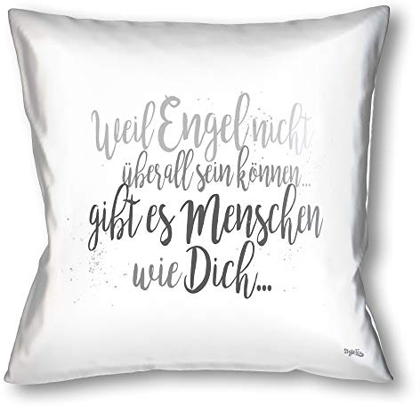 Stylotex Kissen - Geschenk Freund oder Freundin - Dekokissen Bedruckt in höchster Druckqualität & Designed in Deutschland - Weil Engel Nicht überall Sein können gibt es Menschen wie Dich - zur Geburt
