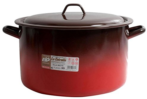 Esmaltaciones la Estrella Fuego - Olla Recta con Tapa, 30 cm, 12 L