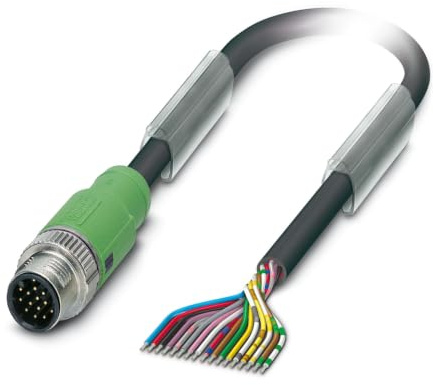 Phoenix 1555266 1.5 m Black Signal Cable – Signal Cables (1.5 m, M12, Black)