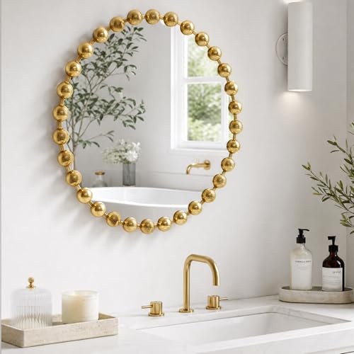 Madison Park Runder Spiegel, Metallrahmen, Kreisspiegel, 91,4 cm, Wandkunst-Dekor, montiert, zum Aufhängen für Eingangsbereich, Badezimmer, Flur, Wohnzimmer, Waschtisch, Marlowe, Gold