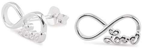 Monkimau Damen Ohrringe Unendlichkeitszeichen Love Ohrstecker aus 925 Silber