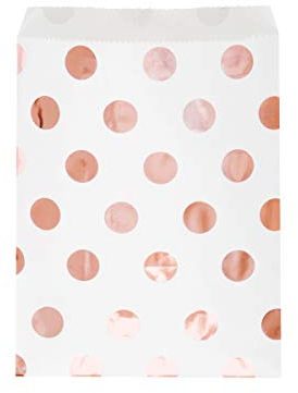 Generique - 8 Sacs Cadeaux en Papier Blancs à Pois Roses Gold 17,5 x 13,5 cm