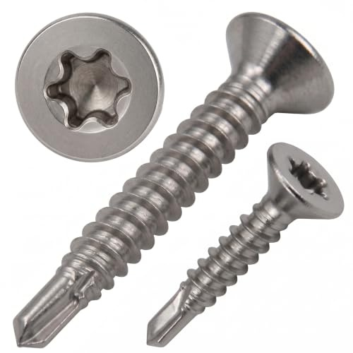 PROTECH 50 Stück Bohrschrauben Form O TORX 4,2x38 DIN 7504 Edelstahl A2 V2A Rostfrei Senkkopf-Schrauben Blechschrauben