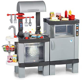 Chicos - Cocina de Juguete Cooking Plus 2en1 | Barbacoa Infantil con Efecto de Cocina Real: Los Alimentos cambian de Color Cuando se cocinan en el fogón LED | Incluye 31 Accesorios (85110)