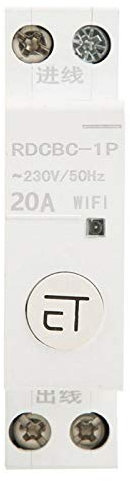 Interrupteur de disjoncteur WIFI, disjoncteur de dérivation standard intelligent enfichable unipolaire, interrupteur de commande à distance pour boîte de distribution 1P AC230V IP20 (blanc)(1P 20A)