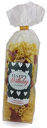 1x 250 gr. Nudeln Motiv: Happy Birthday/Geschenk/Kundengeschenk/Gastgeschenk