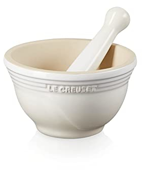 Le Creuset Mortar and Pestle, Stoneware, 11.5 cm, 360 g, 300 ml, Meringue, 81209307160003
