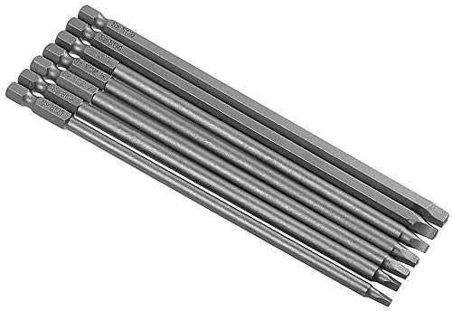Mesee Magnetische Quadratische Kopf Schraubendreher Bits, 7 Stück 150mm Vierkant schraubendreher Bits, 1/4 Sechskantschaft Magnetstahl Extra lange Power Handwerkzeug Zubehör