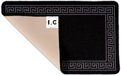 LG TRADERS LIMITED Non Slip Indoor Door Mats Small Large Door Mat Washable Rugs Kitchen Floor Mat (Black_white, 50 x 80)