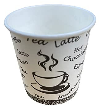 200 x 4oz (120cc) Single Wall Printed Paper Cups for Hot & Cold Drinks Premium Disposable Coffee/Tea Paper Cups for Home, Café, Work,Leak-Proof