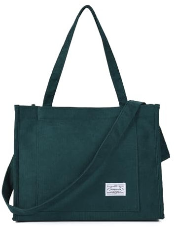 Valleycomfy Vintage Casual Cord Tote Taschen Frauen Hobo Crossbody Tasche Geldbörse für Frauen Reise Schulter Taschen Handtaschen Eco Tasche, Grün, Medium