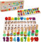 Felly Montessori Spielzeug ab 3 Jahre, 2 in 1 Kinder Lernspielzeug Motorik Spielzeug Puzzles, Puzzlespiel Holzblöcke Holz Lernen Zahlen - Ideal für das frühe Lernen im Baby Kleinkinder