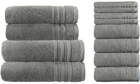 La Vida Premium Handtuch-Set 12-teilig Anthrazit, 100% Frottee-Baumwolle, 480g/m², weich saugstark, fürs Badezimmer, Oeko-Tex 100 Zertifiziert, 2X Bade- + 2X Dusch- + 4X Hand- + 4X Gästetuch