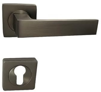 Paire de Poignées de Porte sur Rosaces Carrées KLOSE besser en ALUMINIUM Couleur Bronze anodisé ELODIE  - + 1 paire de rosaces cylindre