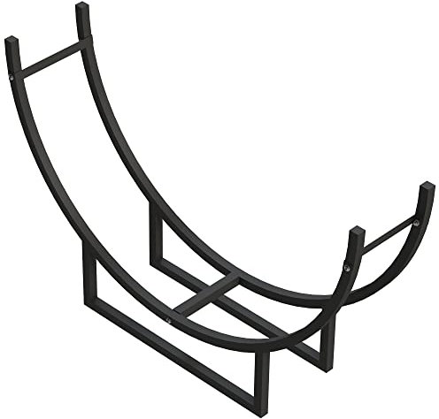 SCHMIDT security tools Kaminholzregal 92x21x55cm Stahl Schwarz Brennholzregal Holzstapelhilfe Holzunterstand Holz-Regal halbrund