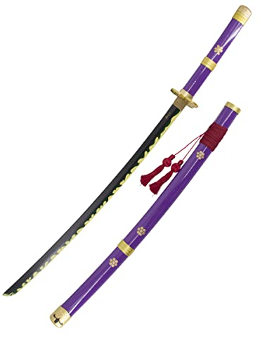 AMONT - Réplique de Katana Japonais en Bambou - Modèle Enma Zoro Lilas en Bois - Série One Piece - 107 Cm