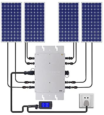 Onduleur solaire WVC 1200 W - Onduleur solaire Grid Tie - Commande pour panneaux solaires - Micro onduleur MPPT DC22-50 V, AC 220 V - Argenté