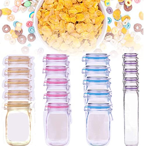 LaoSShu 20/40Pcs Reusable Mason Bottle Ziplock Bags, Reusable Mason Jar Ziplock Bags, Mason Jar Bags Reusable Stand Up - Three Sizes (Size : 20 PCS)