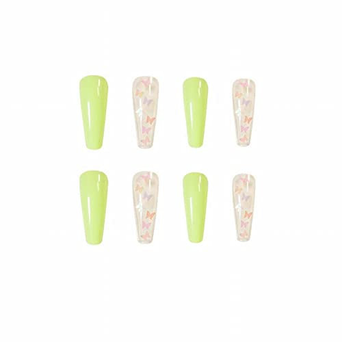 Arm Rest for Nails Washable Green Polarized Light Green Butterfly Wearing Manicure Finished False Nail Manicure Patch Nail Patch Removable 1ml Short round Gel X Nails