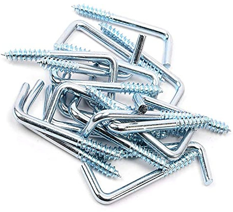 Qegtnk 50 Pcs Right Angle Hooks Zinc Plated L Hook Screws Self Tapping 7 Shape Screw Hooks (M2.8 x 35 mm)