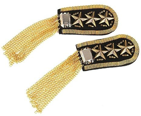 COHEALI Épaulette Chaîne à Maillons Pompon Étoile 1 Paire d'Insignes pour Costume Soirée Accessoire Décoration Épaule pour Homme